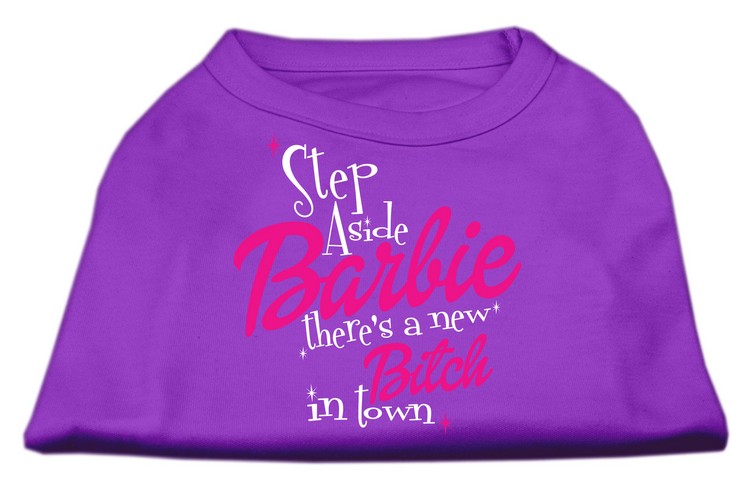 New Bitch in Town Screen Print Dog Shirt Purple Lg